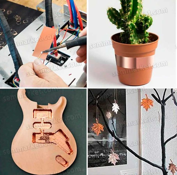 Медная фольга с клеем длина 20 метров медный скотч лента