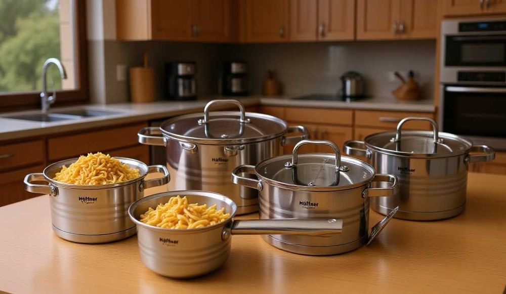 Garnki Komplet garnków stalowych indukcja gaz Hoffner 10el gratisy soi