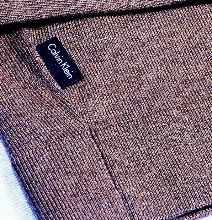 CALVIN KLEIN golf sweter M brązowy merino jedwabisty CK smedley hugo