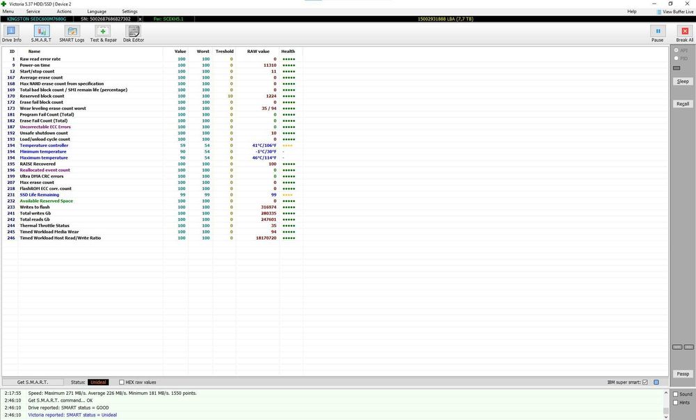 SSD диск Kingston Enterprise DC600M 7.68TB 2.5" SATAIII 3D TLC Б/У