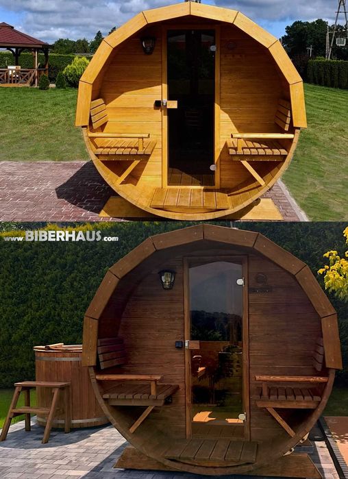 SAUNA Ogrodowa 300 cm + PRZEDSIONEK + GRATIS Beczka 500L + Akcesoria