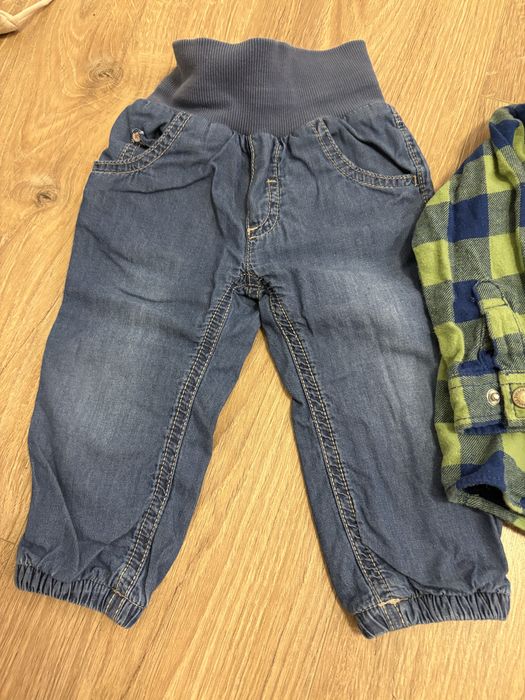 Spodnie jeans i koszula, rozmiar 74