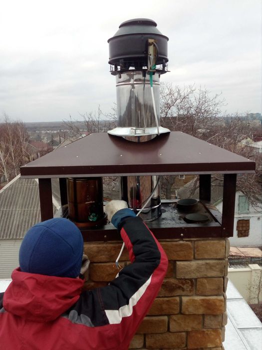 Димосос для котла печі до 30кВт на димарь ф100-150мм до 300°С