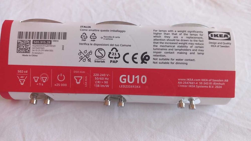 Lâmpadas LED GU10-345 lúmenes-4000 K