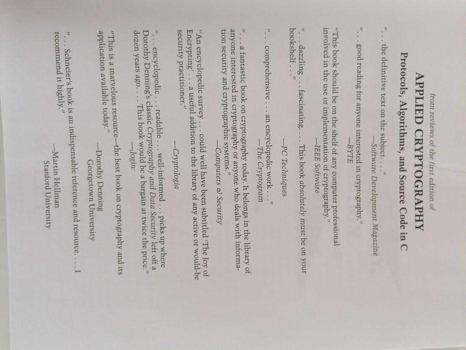 Livro Applied Cryptography, de Bruce Schneier-NOVO