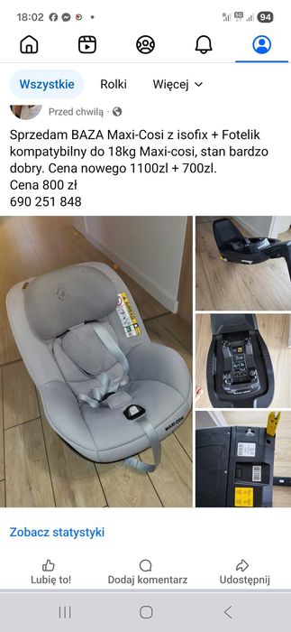 Maxi-Cosi baza isofix + fotelik do 18kg