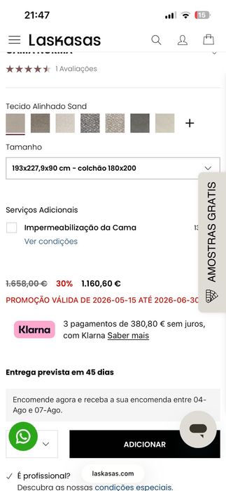 Cama de casal Laskasas Norma