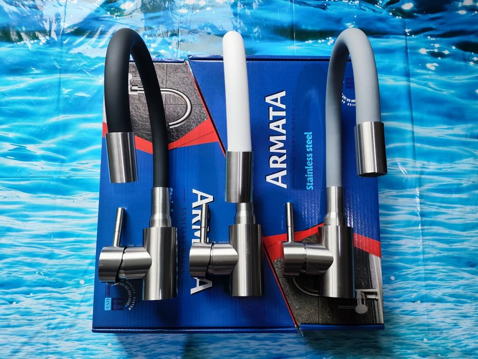 Змішувач для кухні ARMATA SUS 011 REFL black, gray and white