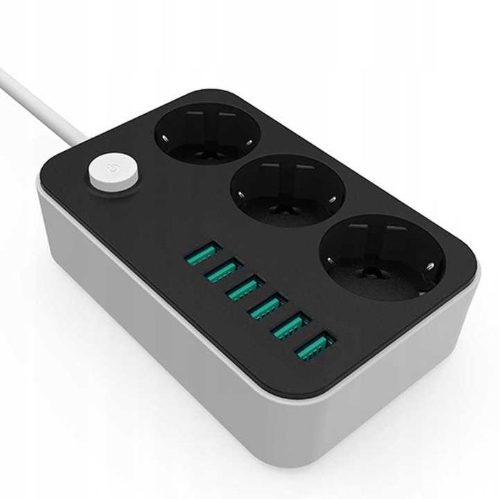 Przedłużacz listwa zasilająca 3 gniazda + 6 USB 4A