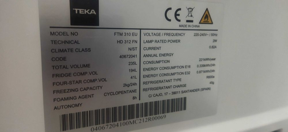 Frigorífico combinado TEKA