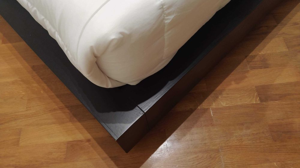 Cama de Casal com arrumação, madeira de carvalho, preta (para colchão