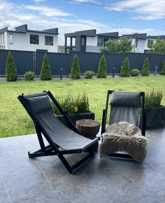 Шезлонг з подушкою розкладний деревʼяний, кресло шезлонг, лежак