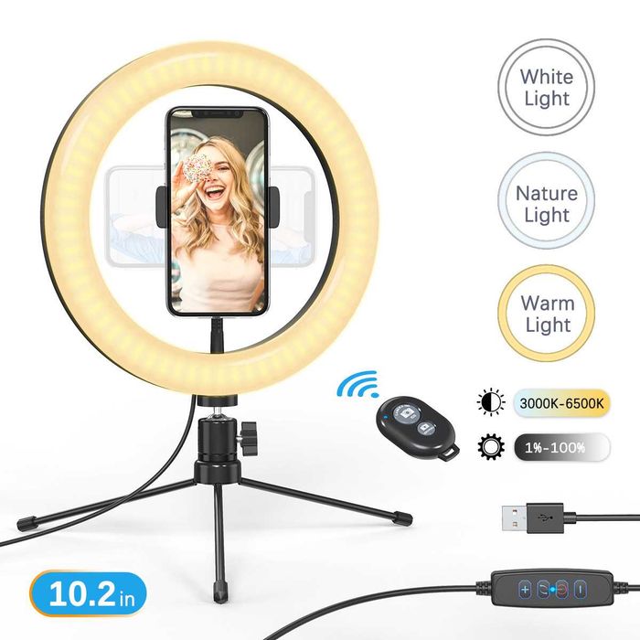 Dodocool DA223W Lampa pierścieniowa statyw uchwyt makijaż LED