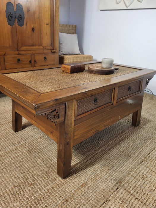 mesa, centro,  apoio  verga  oriental,  asiático,  rustico