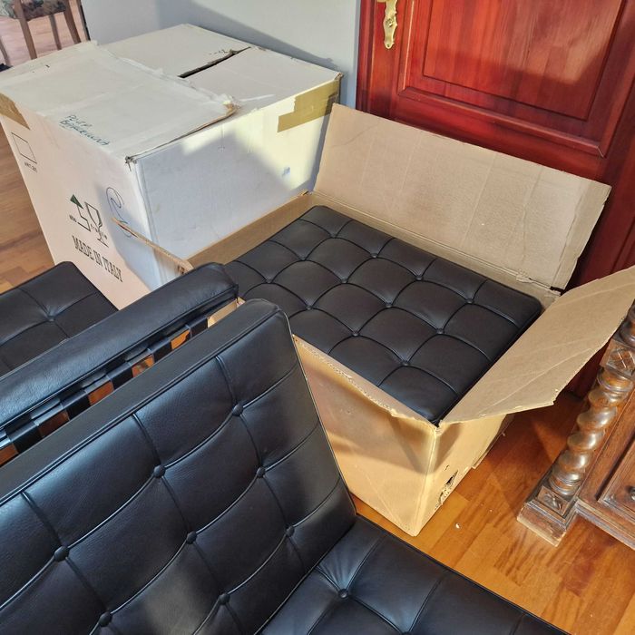 Fotel skóra metal "nowy" z kartonu 40-letni