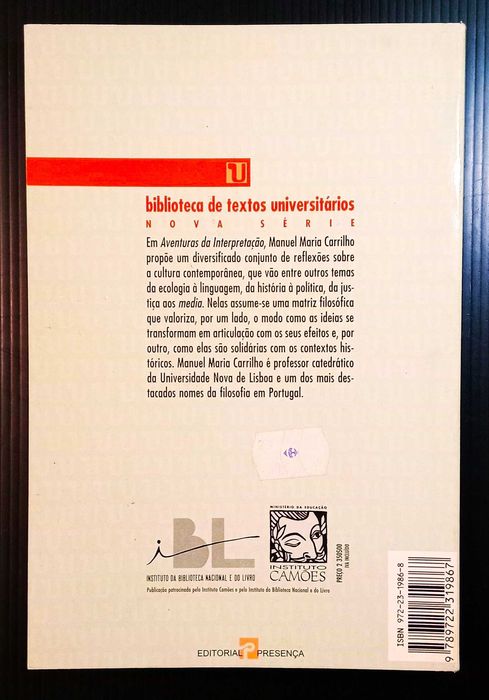 Livro Aventuras das interpretação * Manuel Maria Carrilho