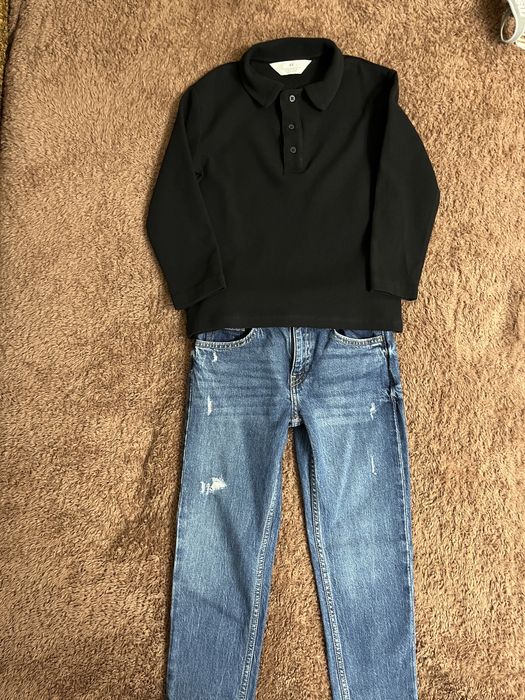Костюм кофта поло и джинсы H&M122-128;реглан h&m,джинсы синие h&m