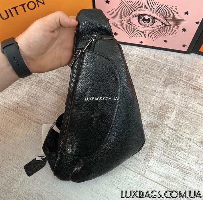 Мужская кожаная нагрудная сумка слинг Armani кобура Армани
