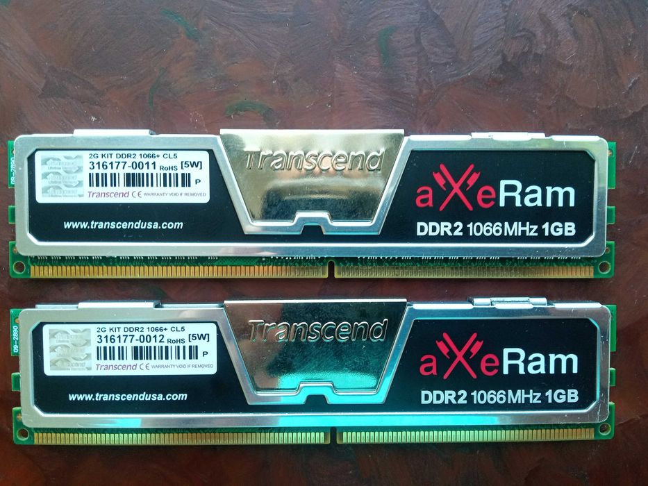 Память для ПК Transcend aXeRam DDR2 1066+MHz, 2Gb (2Х1Gb) (2Gb Kits)