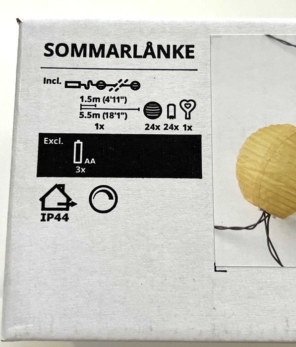 Гірлянда IKEA SOMMARLANKE 24 лампочки на батарейках