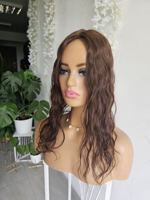 Topper Ola z włosów naturalnych brąz fale naturalny efekt