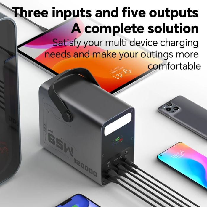 Продаю великий павербанк power bank 120000mah  65w для ноутбука lifepo