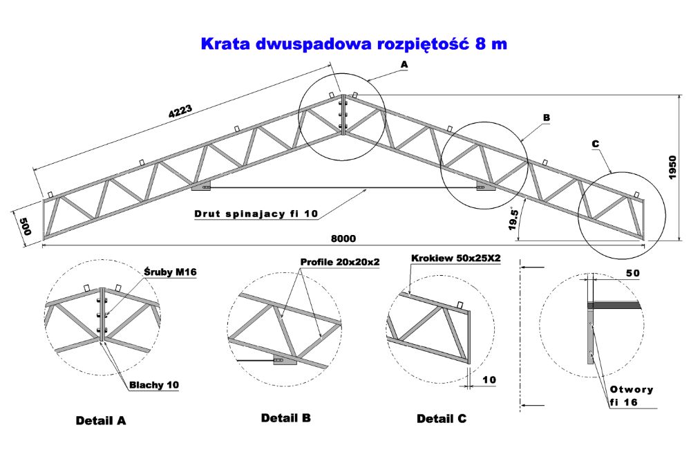 Konstrukcja 8x10 stalowa ocynkowana magazyn hala wiata garaż warszta