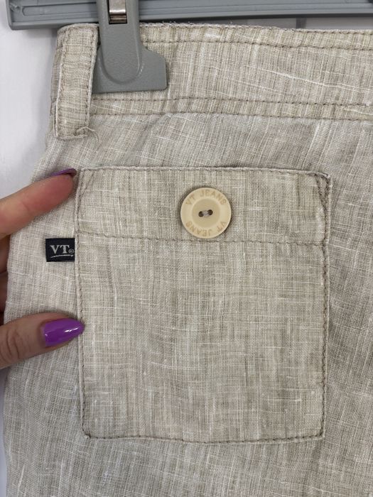 Vt jeans Szerokie lniane spodnie len linien przewiewne naturalne