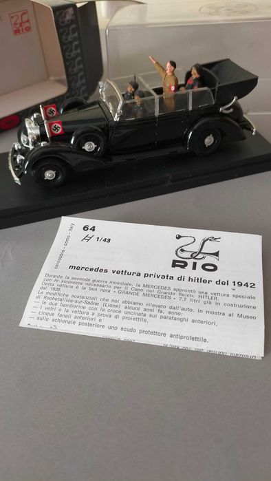 Raríssimo. RIO Itália 1/43 - Mercedes 770K - O carro de Hitler - Com caixa. Portes inclusos.