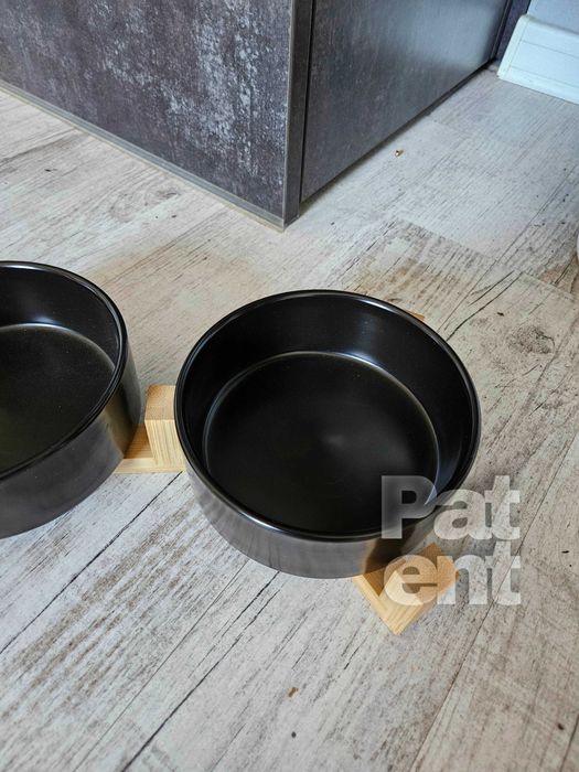 Miski ceramiczne dla psa kota zestaw 2 sztuki x 400 ml czarne zestaw