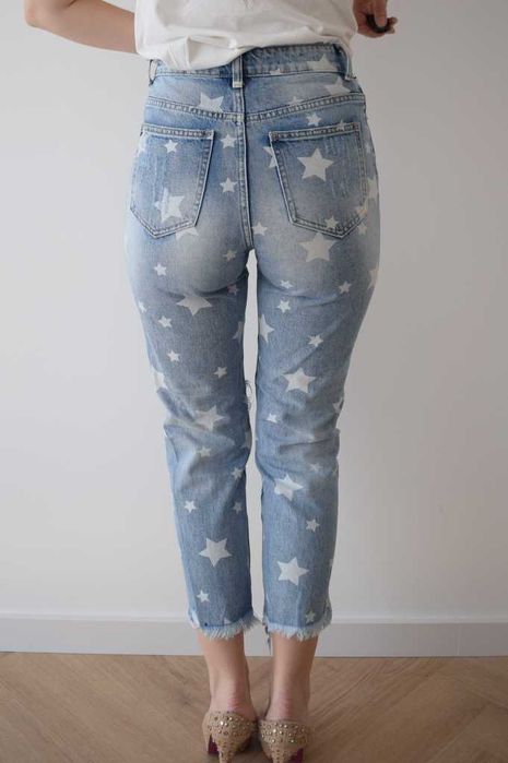 By o la la spodnie jeansy wysoki stan  34 xs / s grube vintage mom