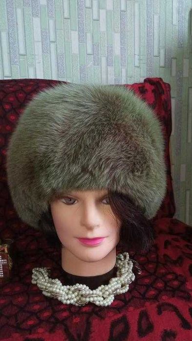 100% мех песца шапка песцовая шапочка шуба куртка дублёнка полушубок