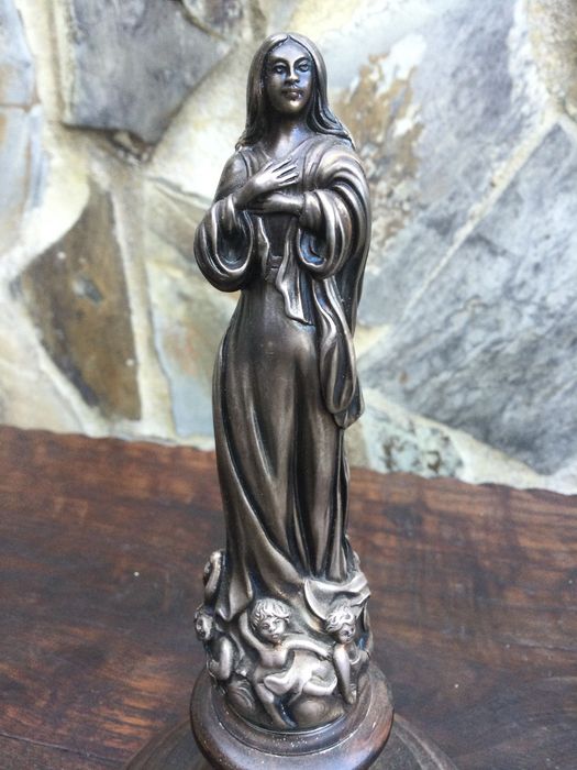 Nossa Senhora Conceição Prata alemã Marcada 900 Geschüz Séc XIX 19cm