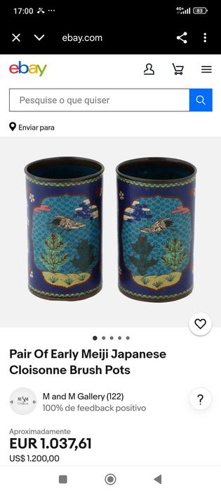 Lava Pincéis esmalte cloisonné Japão Séc XIX 8,7 cm