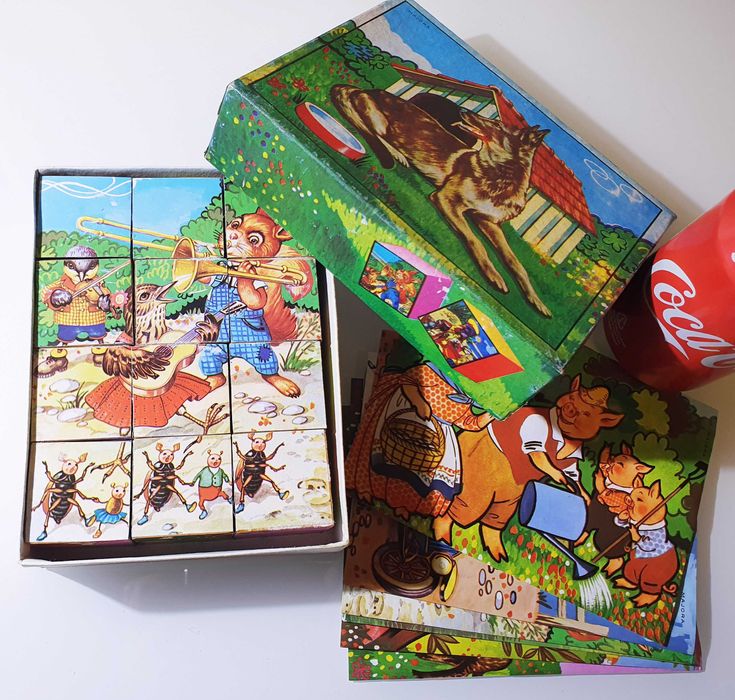 Antigo "Jogo de Cubos em Madeira da Majora" ~ Anos 60 ~ RARO