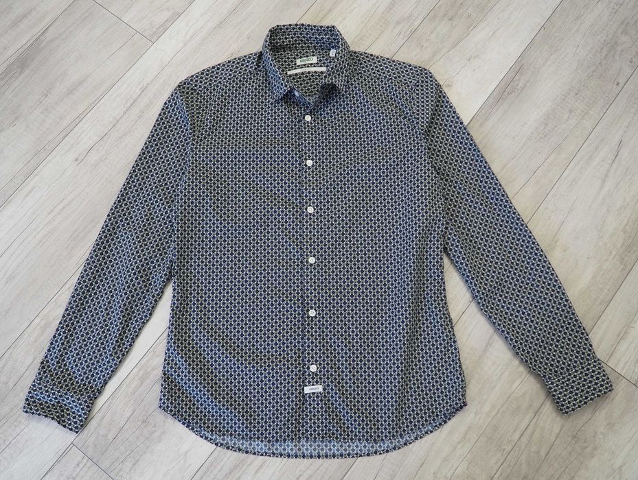 Kenzo _mini tiger print curved hem shirt_koszula męska_S/M_slim fit