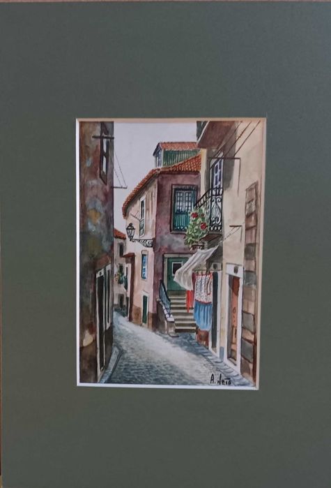 2 litografias de aguarelas de Artur Neto- "Lisboa antiga".