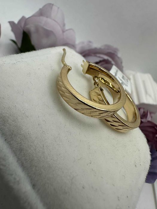 Złote kółka kolczyki frezowane 14k 585 2cm