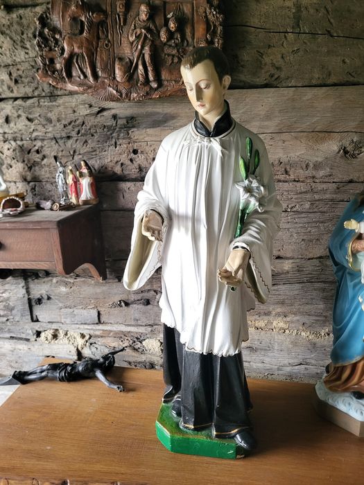 Duża Stara figurka Święty Alojzy Gonzaga