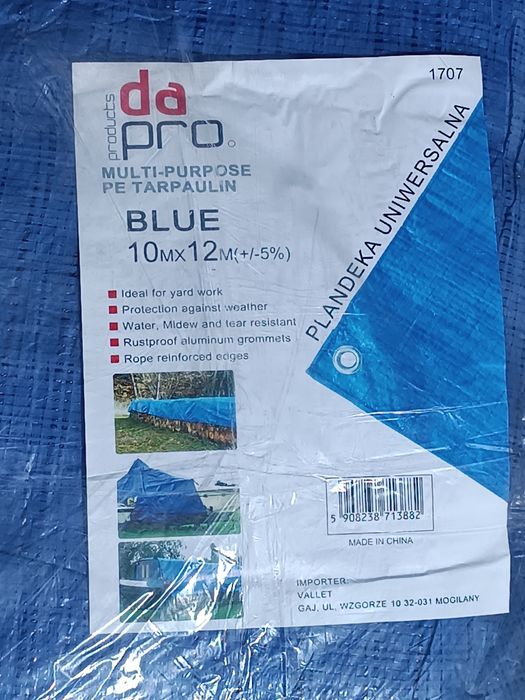 Plandeka niebieska 10 m x 12 m