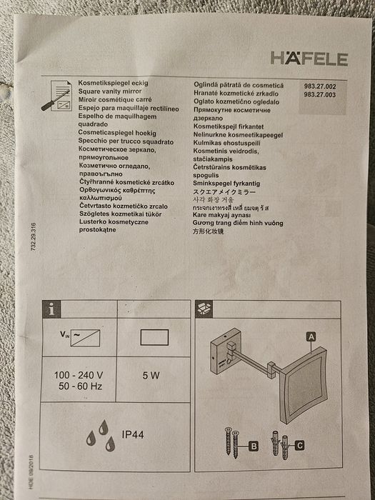 Lusterko led kosmetyczne Hafele x5