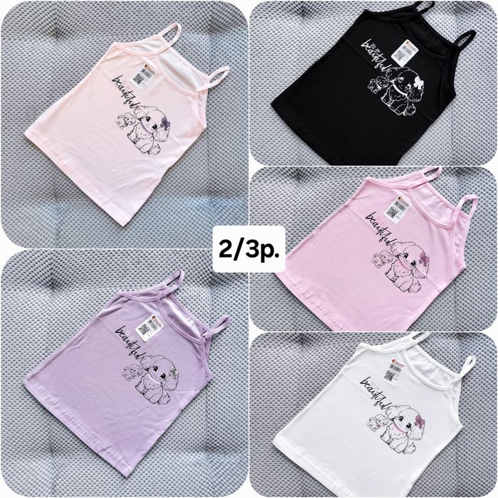 Розпродаж майка donella 2-5р. маєчка на тонких, вузьких бретельках бавовняна, дитячі майки різні 32 моделі на ріст  98-116см майочка донелла турція
