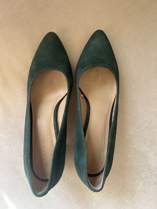 Czółenka zamsz Wojas butelkowa zieleń