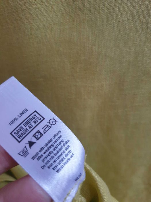 Limonkowa żółta koszula lniana 48 Wallis 100% len haftowana