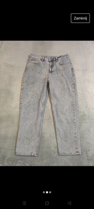 Niebieskie spodnie mom jeans vintage retro grunge wysoki stan Shein 7/