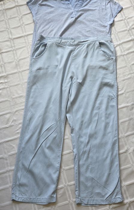 Viralowe spodnie damskie marki UP2 Fashion błękitne rozmiar 48/50