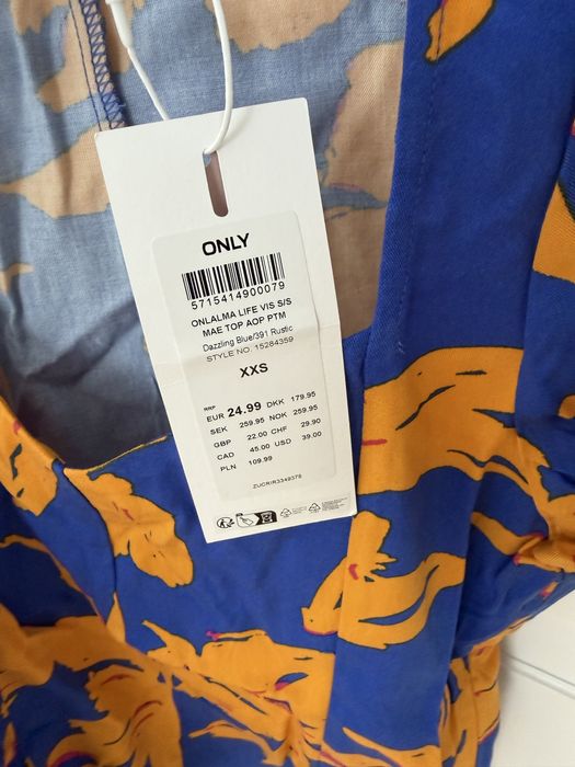 Crop top Only xxs niebieski w kwiaty nowy z metką
