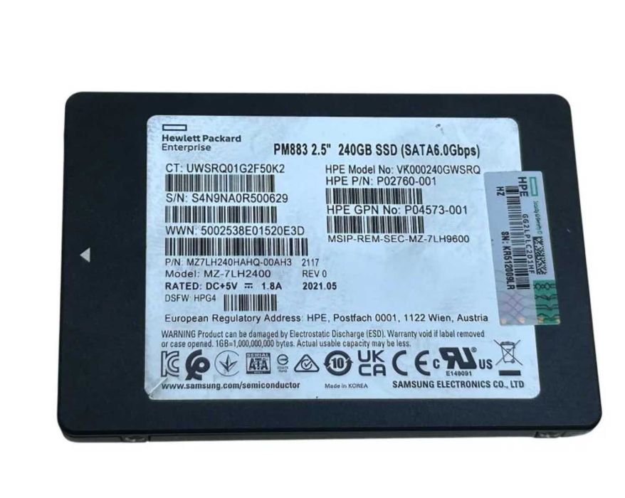 40шт+   БУ SSD накопичувач 240 ГБ HPE PM883 (2.5", TLC, SATAIII, VK000240GWSRQ)  Опт та гарантія