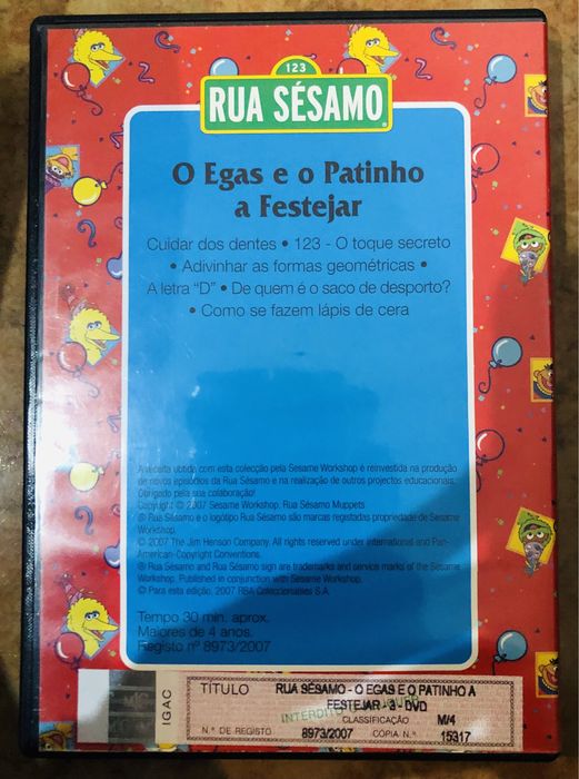 DVD Rua Sésamo n º3 - o egas e o patinho a festejar