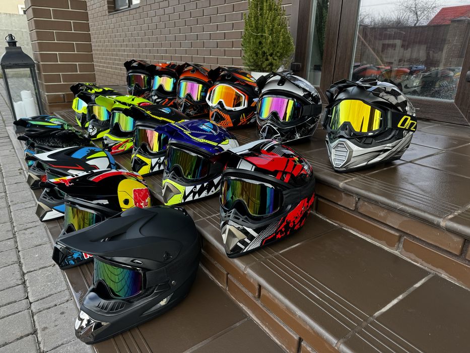 Кроссовый мото шлем шолом эндуро с очками мотоциклетный шлем